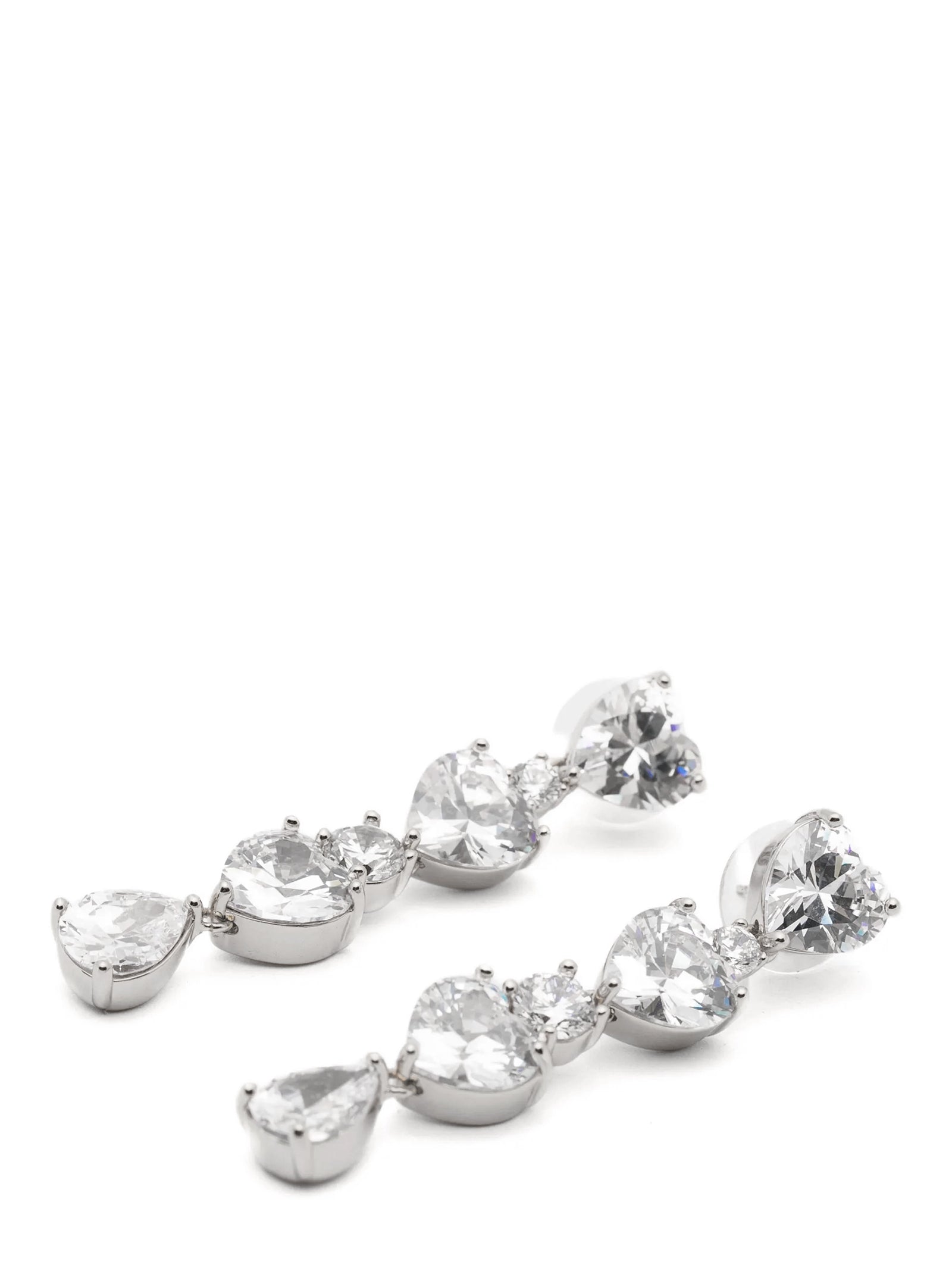 Earrings by Self-Portrait for women in silk silver showcases a artisanal silhouette, artfully capturing the essence of Heart Women's Silver Brass & Crystal Earrings with its exquisite .