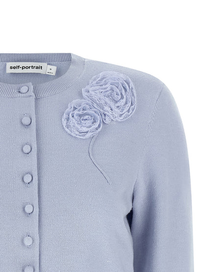 Self-Portrait Blue Polyester Cardigan