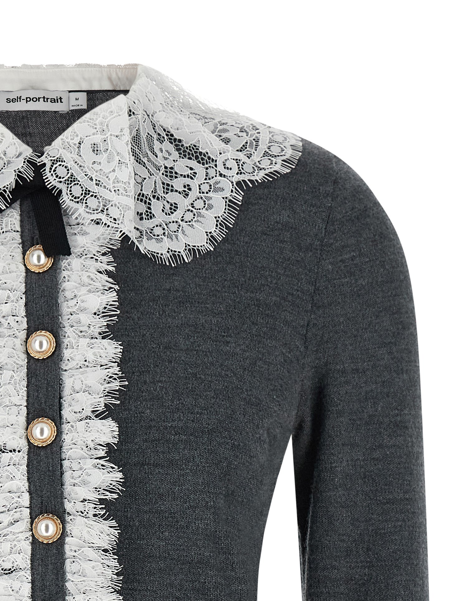 Self-Portrait Gray Wool Cardigan