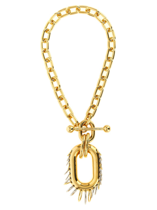 Necklace by Paco Rabanne for women in stretch poly cotton gold features an lustrous silhouette, showcasing the lustrous [Neckline design] and Women's Gold Aluminium & Brass Necklace for a sophisticated, premium look.