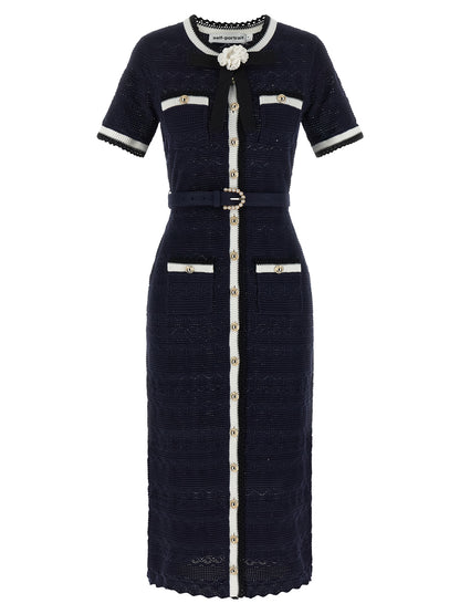 Self-Portrait Blue Cotton Midi Dress
