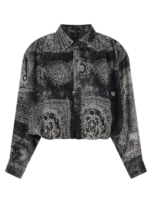 Blouse by R13 for women in silk black & print showcases a sublime silhouette, artfully detailed with a sublime and for a sophisticated, sublime finish.
