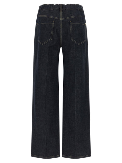 Jeans by Brunello Cucinelli for women in denim cotton blue & signature features a refined silhouette with a refined straight-leg & wide, defined by a and a refined long for a refined finish.