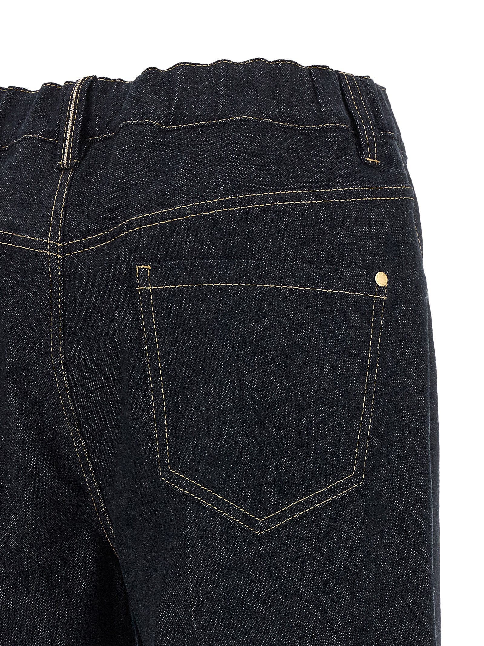 Jeans by Brunello Cucinelli for women in denim cotton blue & signature features an sartorial straight-leg & wide and long with a cut for a sartorial finish.