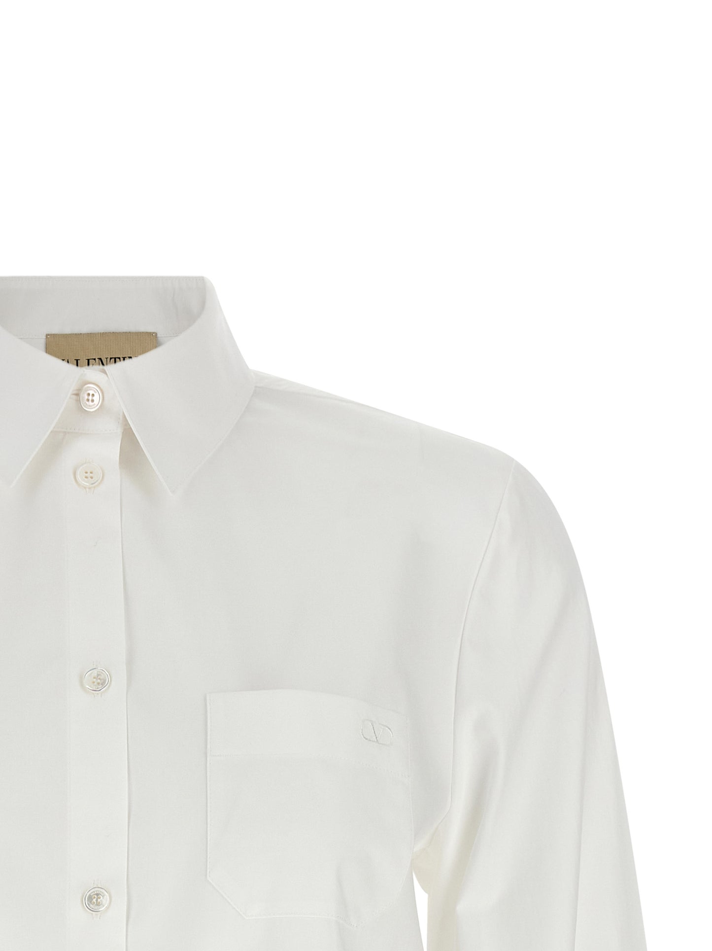 Blouse by Valentino Garavani for women in cotton white & signature showcases a sleek silhouette, elegantly detailed with a sleek and for a sleek finish.