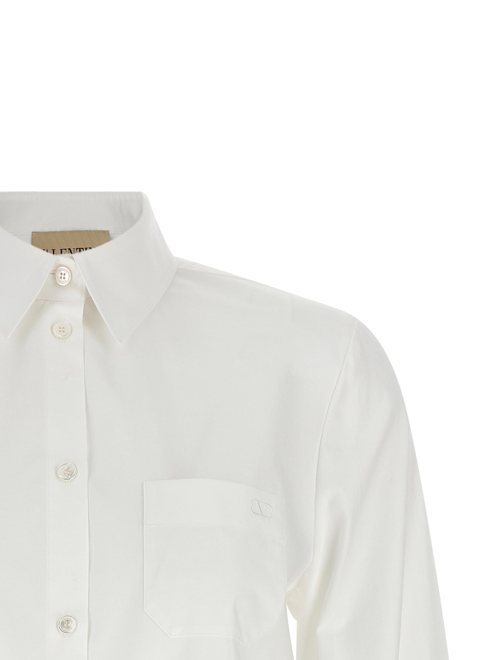 Blouse by Valentino Garavani for women in cotton white & signature showcases a sleek silhouette, elegantly detailed with a sleek and for a sleek finish.