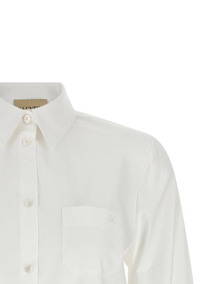 Blouse by Valentino Garavani for women in cotton white & signature showcases a sleek silhouette, elegantly detailed with a sleek and for a sleek finish.