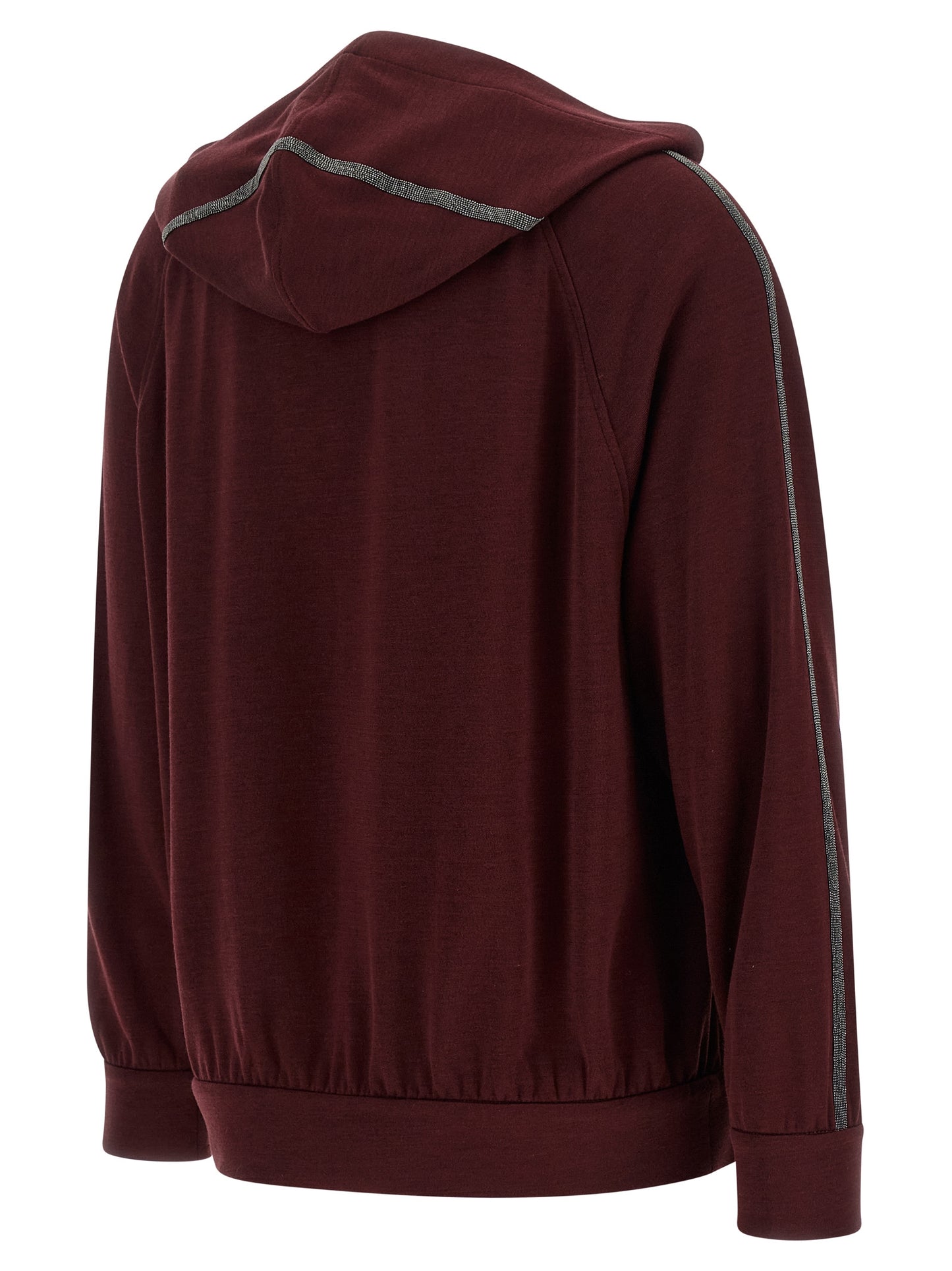 Sweatshirt Hoodie by Brunello Cucinelli for women in polyamide cotton silk bordeaux features a edgy silhouette, detailed with a edgy hooded neckline and for a refined finish.