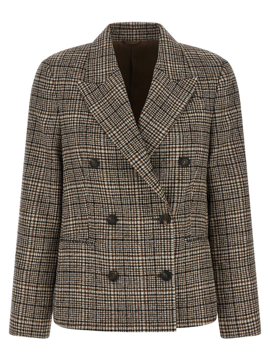 Blazer by Brunello Cucinelli for women in alpaca wool cashmere polyamide leather beige features an crisp silhouette with sophisticated and a crisp for a truly crisp finish.