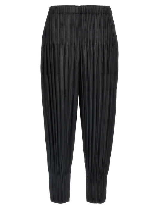 PLEATS PLEASE ISSEY MIYAKE Black Polyester Casual Pants