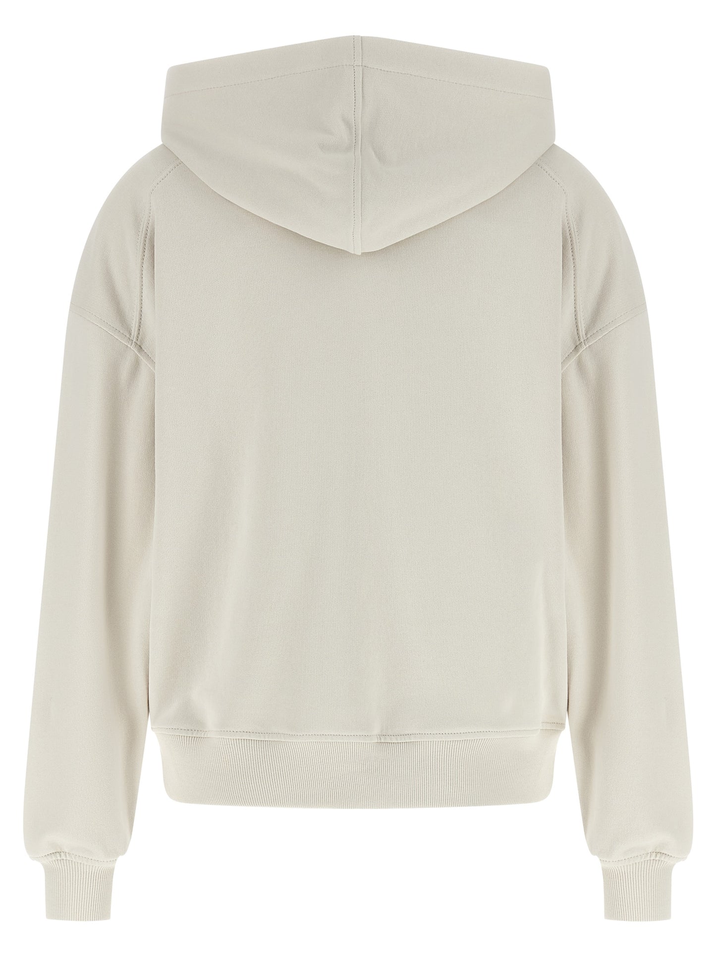 Sweatshirt Hoodie by Brunello Cucinelli for women in leather & cotton beige & signature features an avant-garde silhouette, showcasing a sophisticated hooded neckline and detail for a truly avant-garde finish.