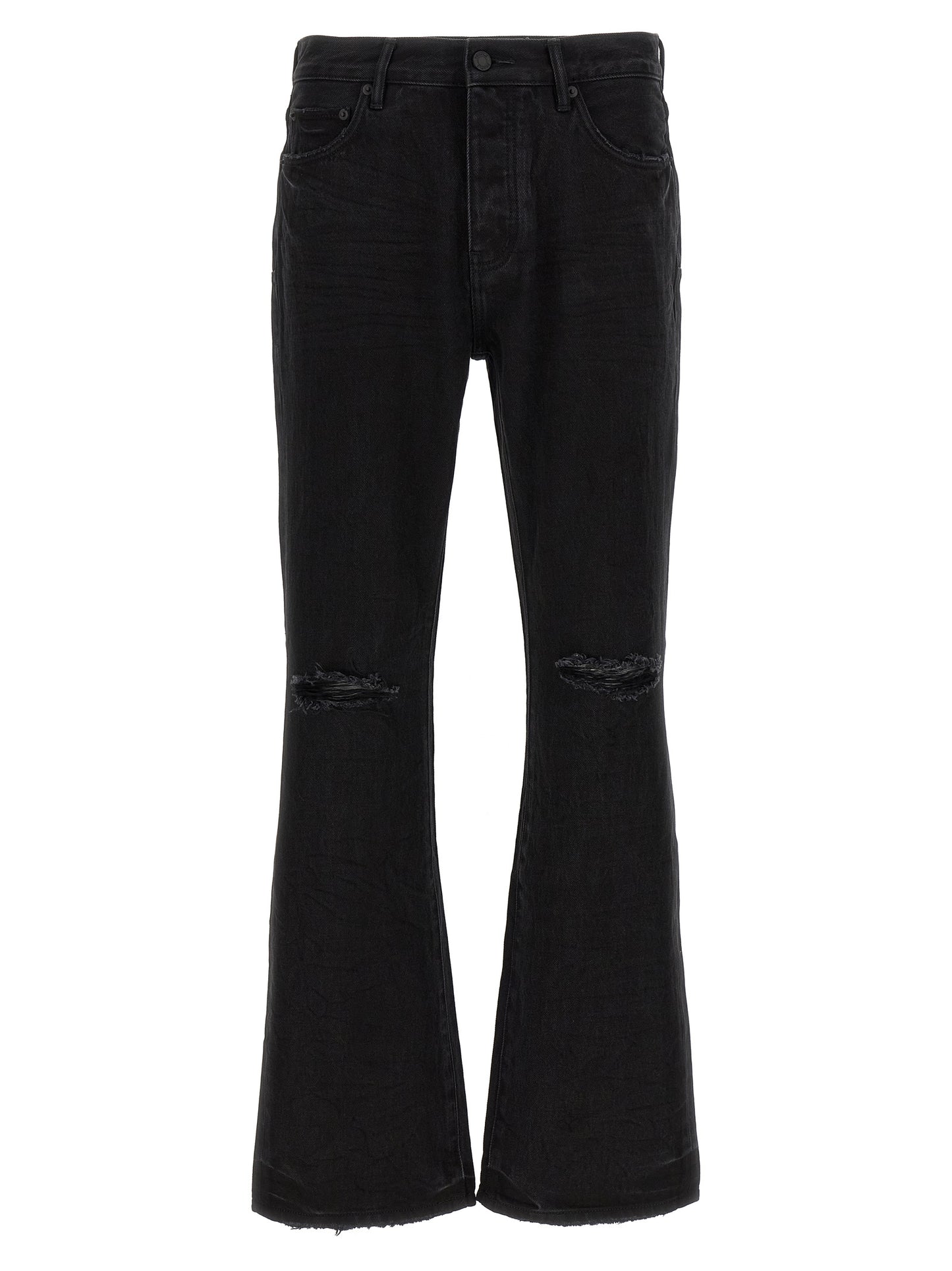 PURPLE Black Cotton Flared Jeans