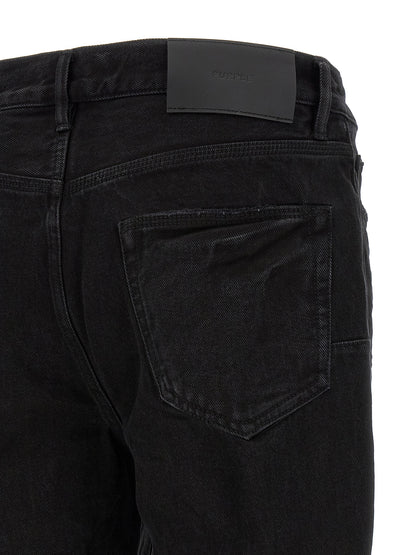 PURPLE Black Cotton Flared Jeans