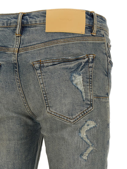 PURPLE Blue Cotton Slim Fit Jeans