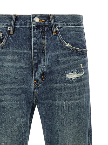 PURPLE Blue Cotton Straight-Leg Jeans