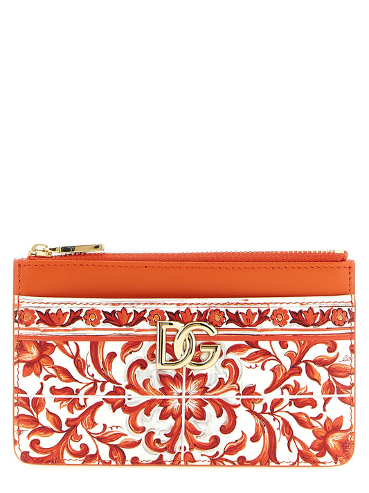 Cardholder Card Case by Dolce & Gabbana for women in calfskin leather orange, signature & print showcases a couture-grade silhouette from the Essence Maiolica Calfskin Leather Cardholder Card Case collection, highlighting functional card-organization for a couture-grade finish.