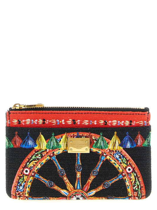 Cardholder Card Case by Dolce & Gabbana for women in stretch cotton linen & leather multicolor, signature & print features a refined silhouette, showcasing the elegant lines of the Stretch Cotton Linen & Leather Cardholder Card Case alongside premium card-organization for a refined finish.