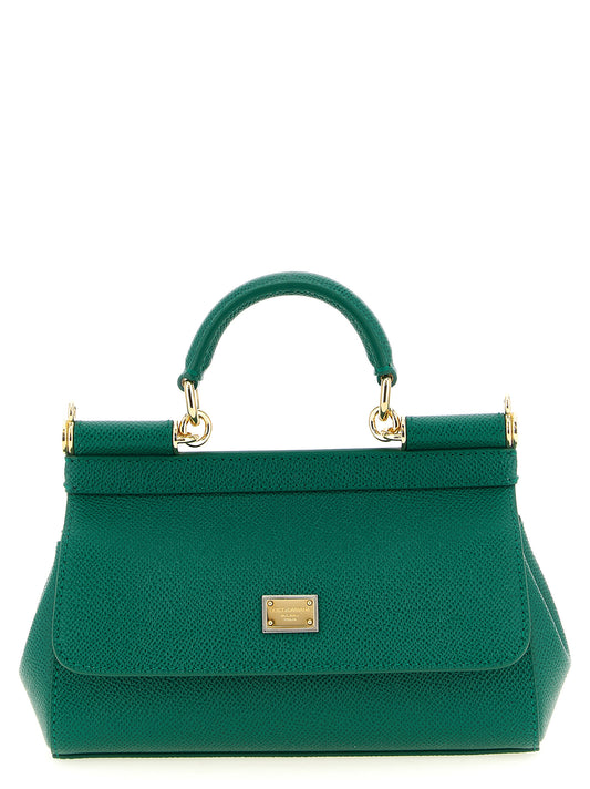 Mini Flap Handbag by Dolce & Gabbana for women in calfskin leather bicolour & green features a ornamental silhouette, showcasing a secure snap & flap, ample , and ornamental shoulder-strap, adjustable-strap & handle for a sophisticated look.