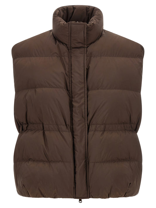 Vest by Brunello Cucinelli for women in plush polyester brown features a chic silhouette, expertly detailed with a refined and premium pockets & insulated for a truly chic look.
