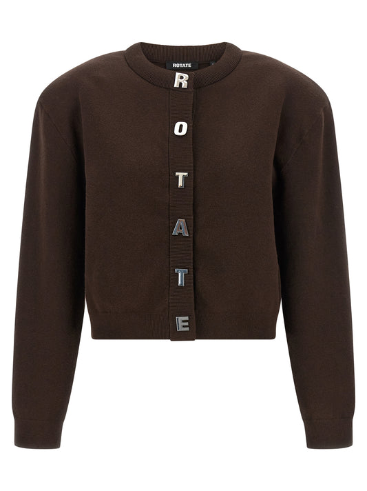 Cardigan by ROTATE BIRGER CHRISTENSEN for women in cashmere & organic cotton brown presents a textural silhouette, artfully finished with a textural crew neckline and long-sleeve for a sophisticated, textural look.
