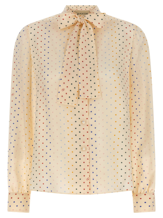 Blouse by Valentino Garavani for women in silk multicolor, pink, patterned & print showcases a sleek silhouette, elegantly detailed with a sleek and for a sleek finish.