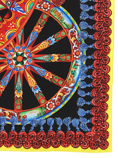 Scarf by Dolce & Gabbana for women in silk twill multicolor & print features a snug silhouette, perfectly showcasing the elegant drape and premium finish of the Essence Silk Twill Wrap Scarf.