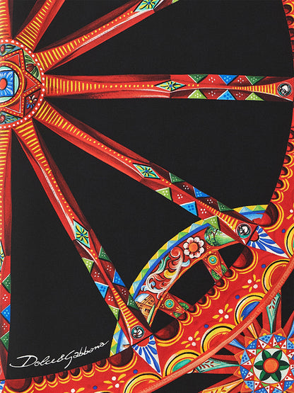 Scarf by Dolce & Gabbana for women in silk twill multicolor & print features a timeless silhouette, artfully capturing the essence of the timeless Essence Silk Twill Wrap Scarf design for a sophisticated look.
