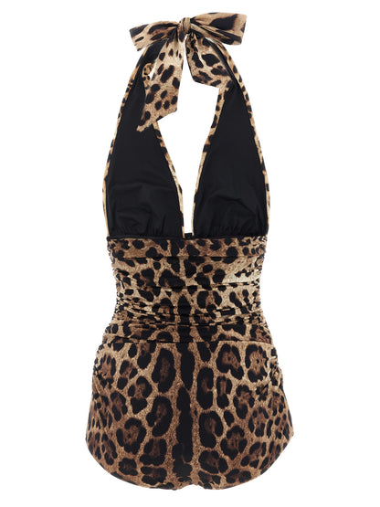 Dolce & Gabbana Brown Polyamide One-Piece Swimsuit