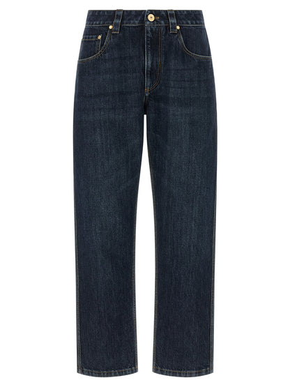 Brunello Cucinelli Blue Cotton Straight-Leg Jeans
