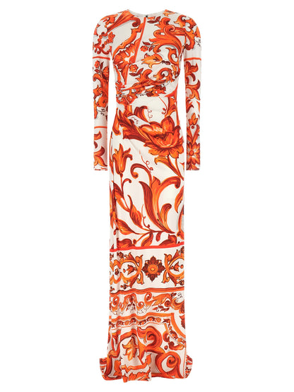 Dolce & Gabbana Orange Viscose Long Dress