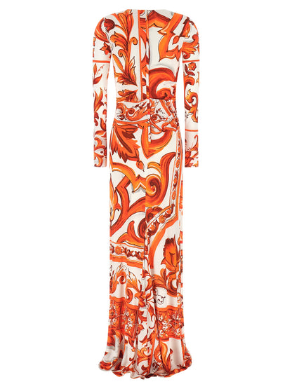 Dolce & Gabbana Orange Viscose Long Dress
