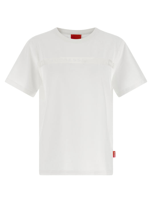 Activewear T-Shirt by Diesel for women in stretch polyester cotton transparent & white features a versatile silhouette, showcasing a versatile crew neckline and short-sleeve detailed with high-performance for a premium look.