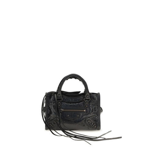 Compact Handbag by Balenciaga for women in lambskin leather black features a ornamental silhouette, showcasing a secure zipper, ample , and ornamental shoulder-strap, adjustable-strap & handle for a sophisticated look.