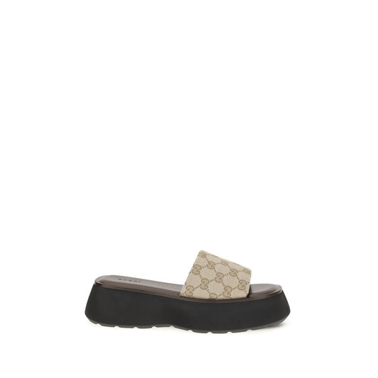 Gucci Beige Fabric Platform Sandals