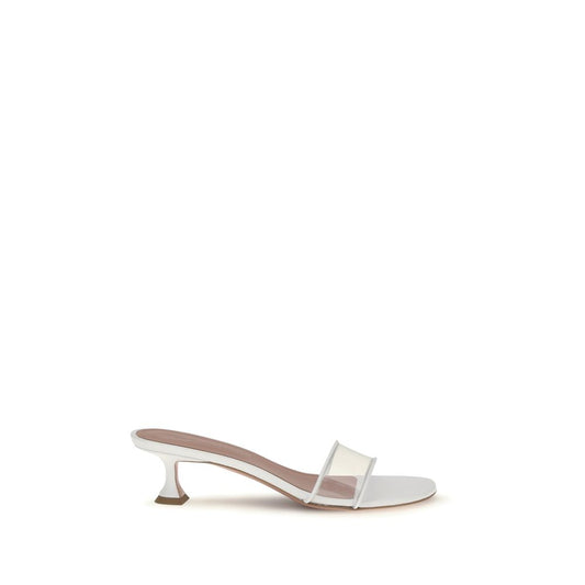 Amina Muaddi White Calf Leather Bos Taurus Sandals