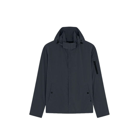 Hooded Windbreaker Jacket by Paul & Shark for men in nylon gray features an enduring silhouette, showcasing technical pockets, hooded & windproof and a sophisticated hooded neckline for a truly enduring aesthetic.