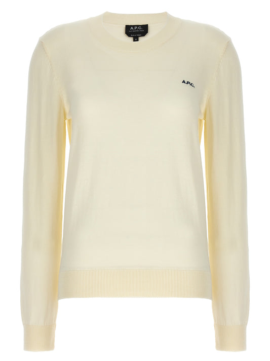 Cardigan by A.P.C. for women in cotton beige features an impeccable silhouette, showcasing a sophisticated crew neckline and detail for a truly impeccable finish.