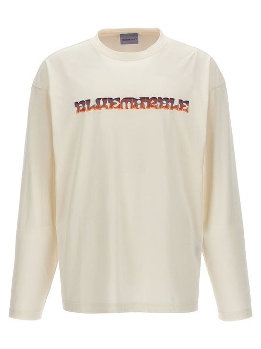 T-Shirt by Bluemarble for men in cotton white & print showcases a fashionable silhouette, elegantly detailed with a fashionable long-sleeve and crew neckline for a sophisticated, high-fashion look.