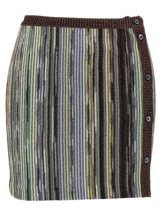 Skirt by Missoni for women in viscose multicolor features a contoured silhouette from the Women's Viscose Skirt collection, characterized by its contoured mini long for a contoured finish.