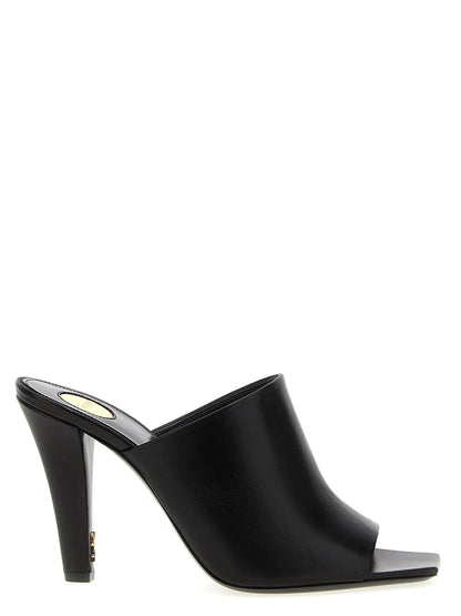 Saint Laurent Black Leather Stiletto Heel Sandals