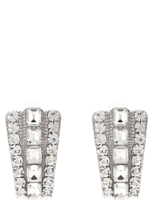 Earrings by Self-Portrait for women in wool cotton silver showcases a captivating silhouette, featuring an captivating from the Women's Silver Brass Crystal & Cotton Earrings collection for a captivating finish.