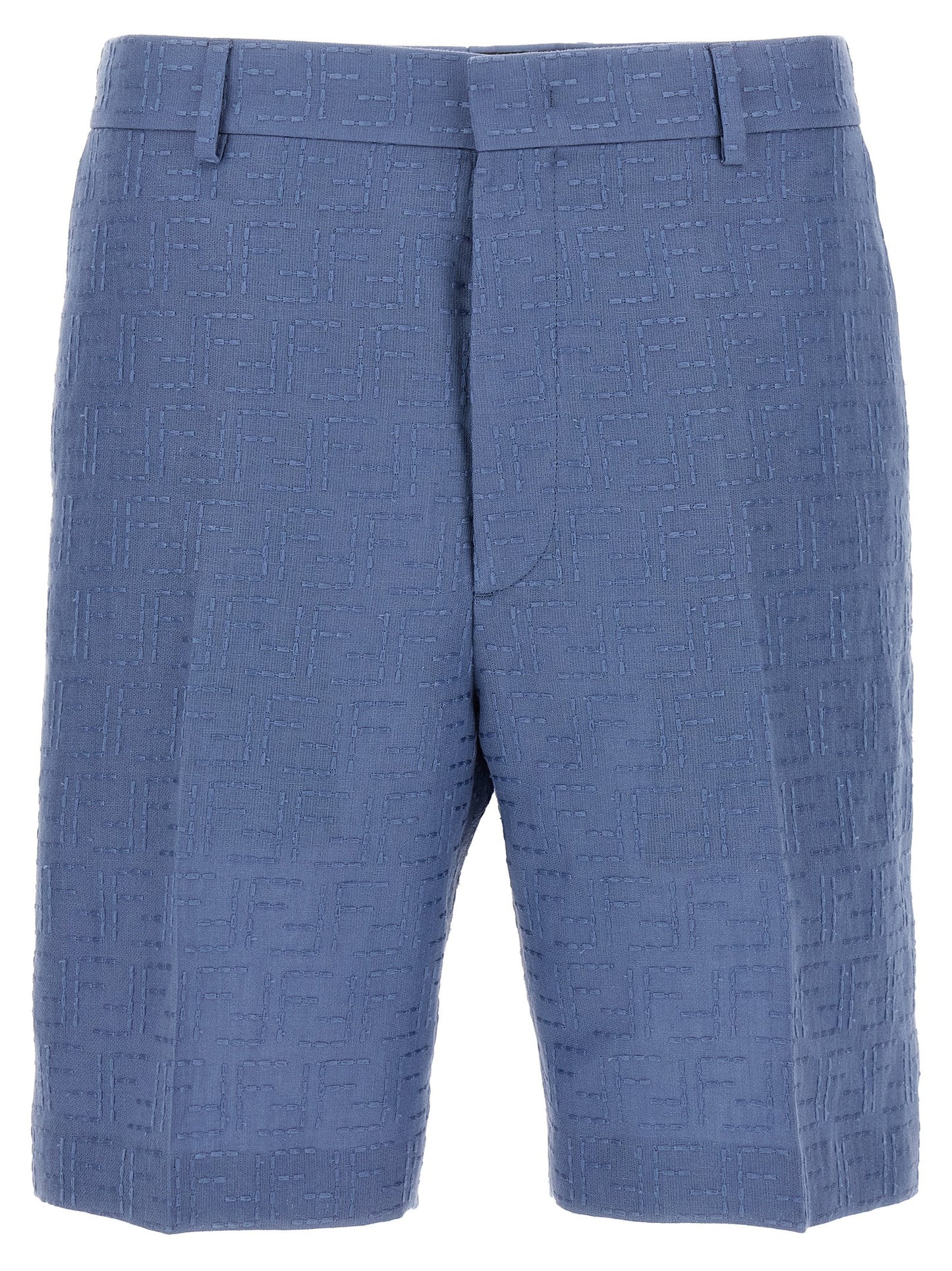 Fendi Blue Linen Bermuda Shorts