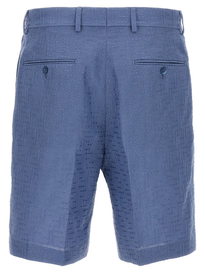 Fendi Blue Linen Bermuda Shorts