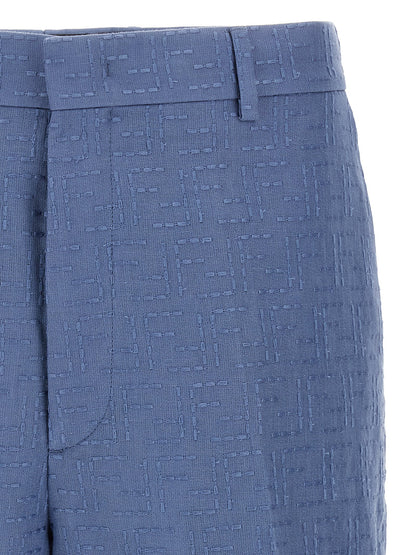 Fendi Blue Linen Bermuda Shorts