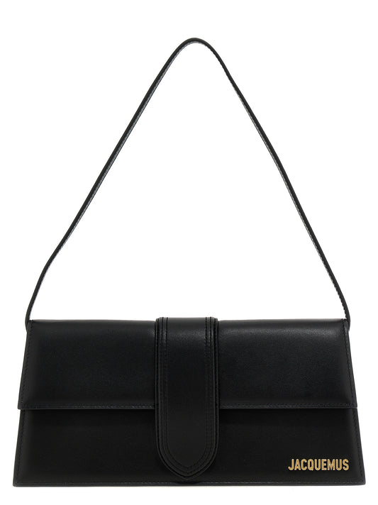 Shoulder Flap Bag by Jacquemus for women in bos taurus calf suede leather black features a effortless chic silhouette with a secure flap & magnetic, ample , and versatile shoulder-strap for a effortless chic finish.