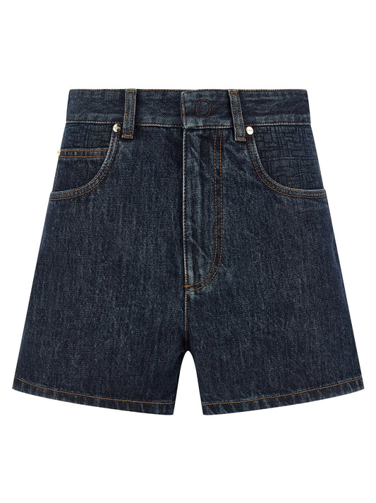 Denim Shorts by Fendi for women in stretch denim cotton blue features an stylish with a short and , showcasing an stylish silhouette for a premium, high-fashion look.