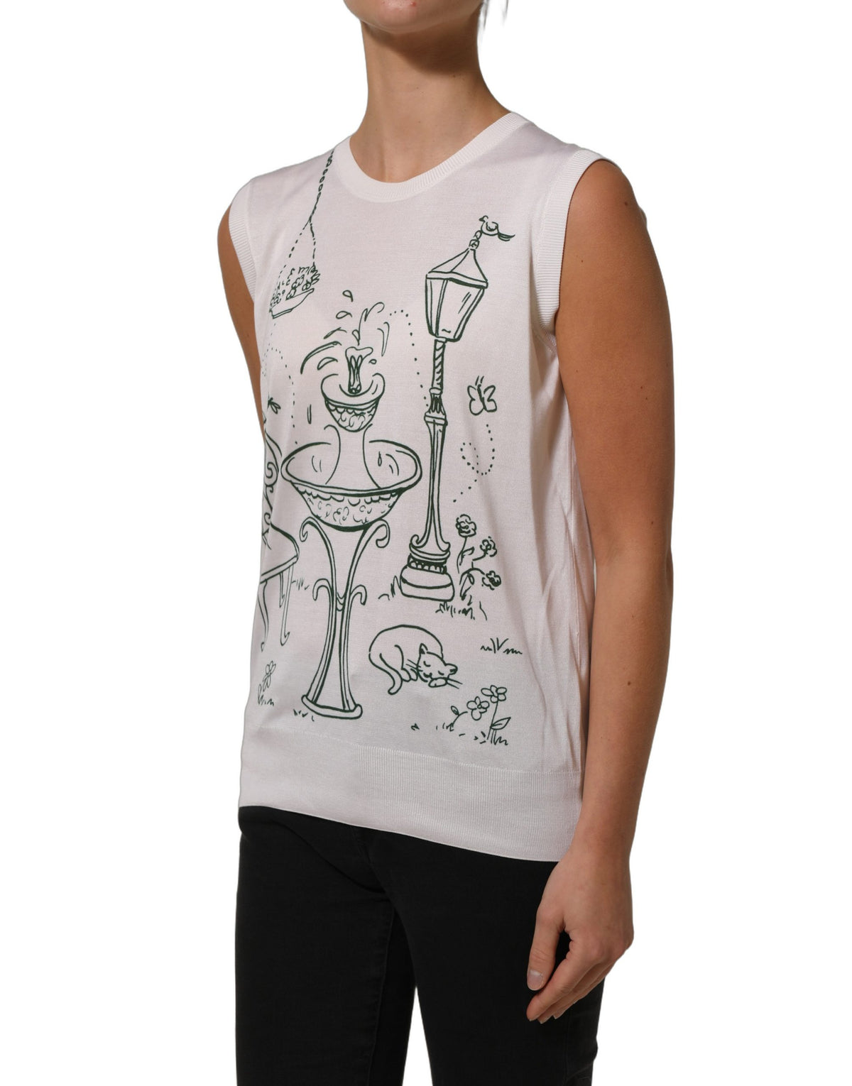 Dolce & Gabbana Women's Silk Tank Top - Black White Print