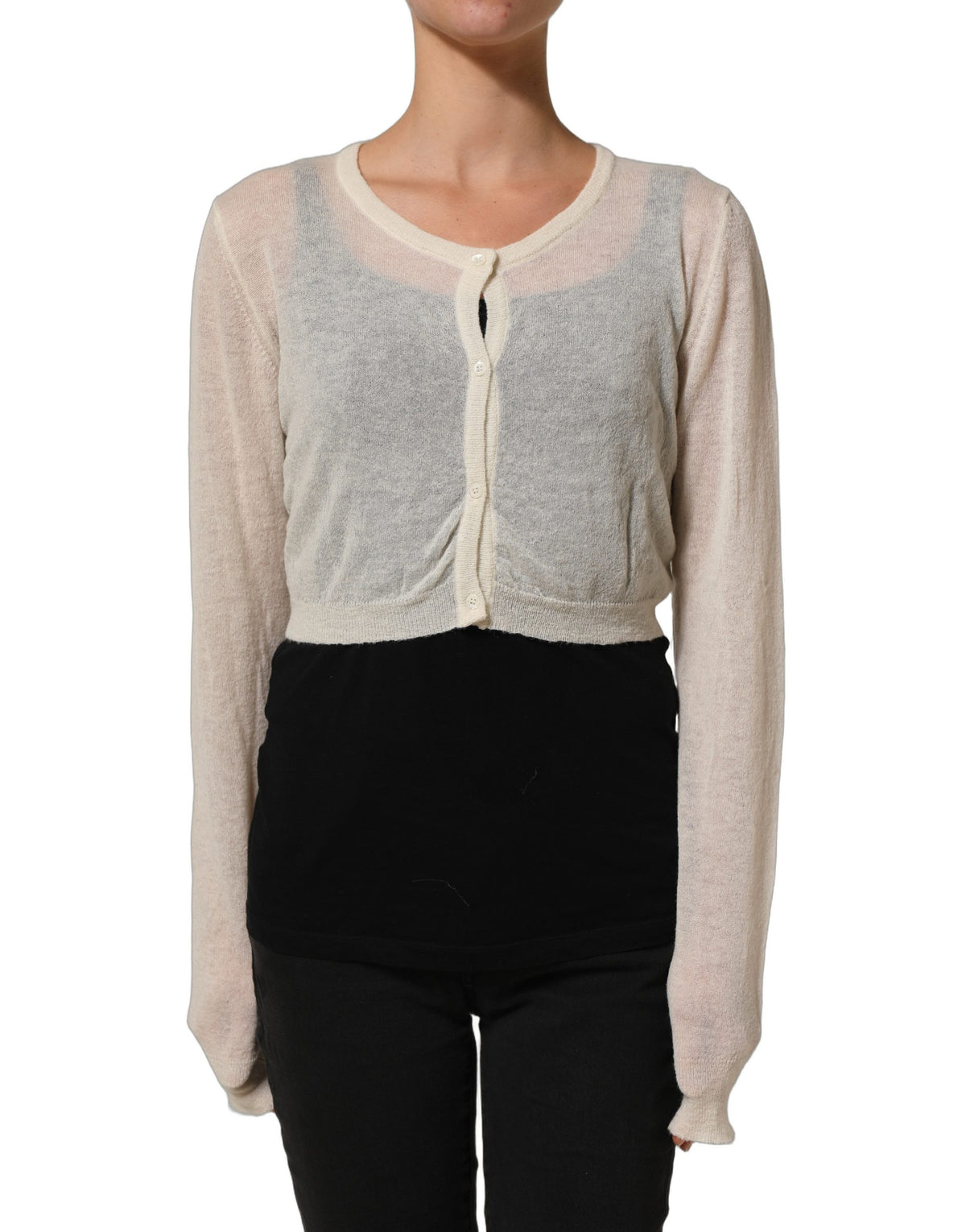 Ermanno Scervino Women's Crop Top Cropped Wool Cardigan - White