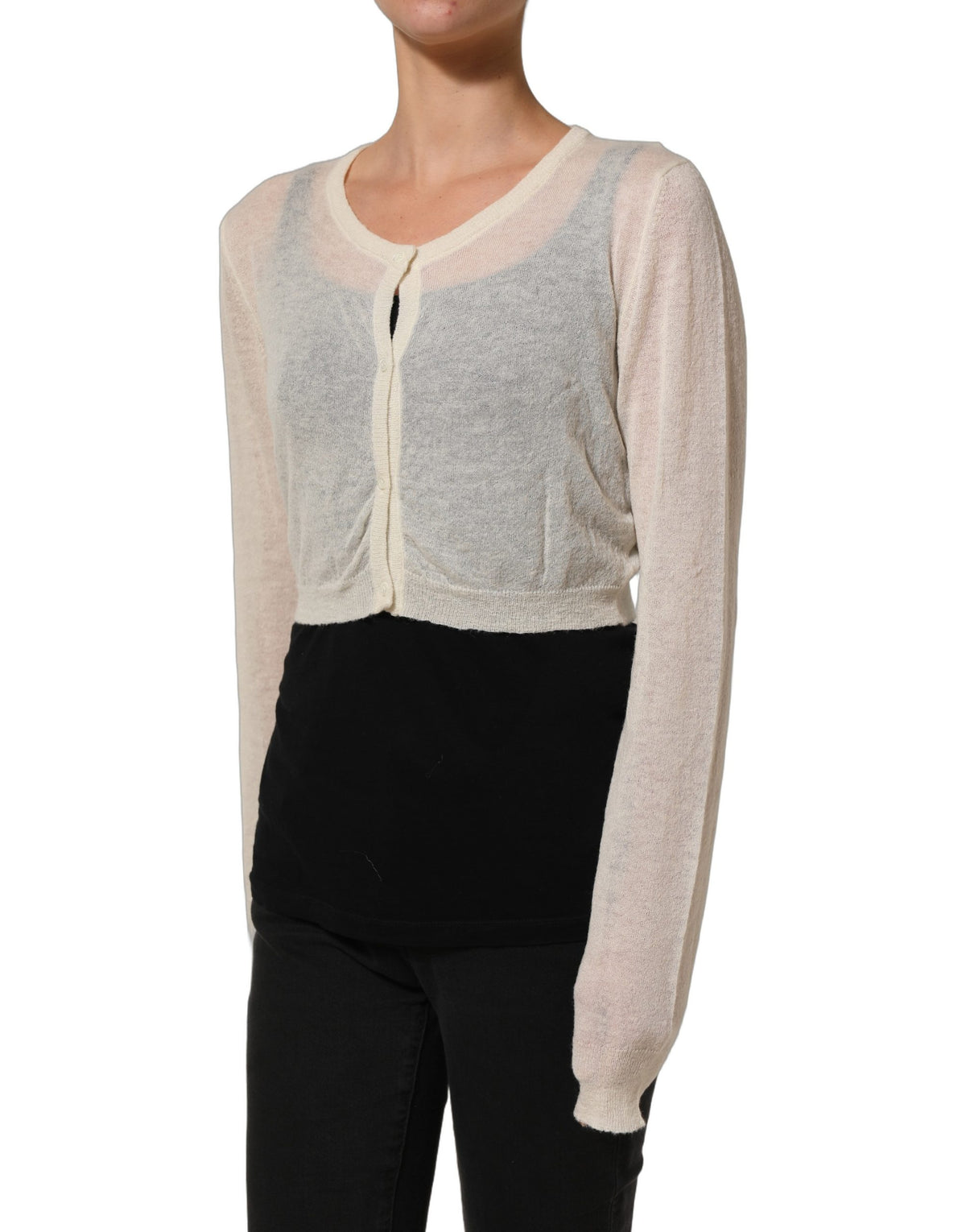 Ermanno Scervino Women's Crop Top Cropped Wool Cardigan - White