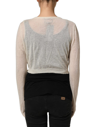 Ermanno Scervino Women's Crop Top Cropped Wool Cardigan - White